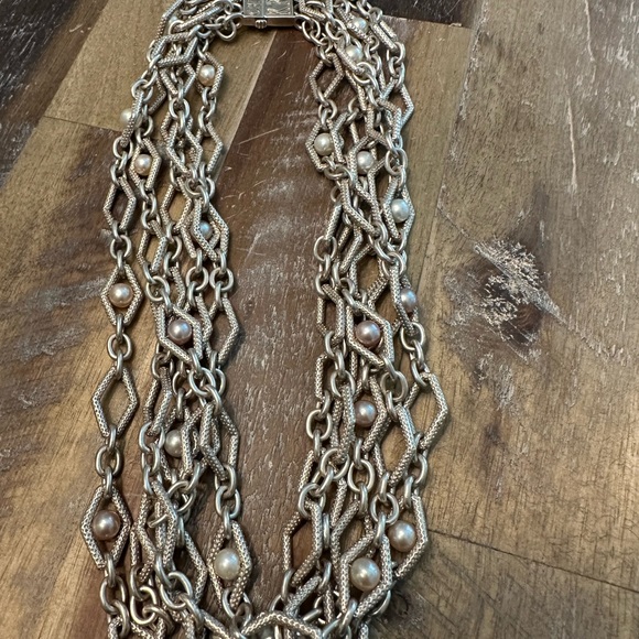 Charles Krypell sterling silver necklace with 14 karat and pearl accents - Picture 2 of 10